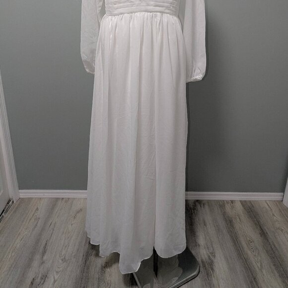 NWOT Women Chiffon White V-Neck White Wedding/ Bridesmaid Dress - Picture 5 of 6